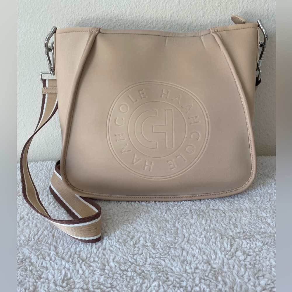 Cole Haan Neoprene Midsize Beige Crossbody Bag w/Short Strap & Removable Strap